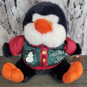 Soft Expressions Plush Christmas Penguin 12" Silky Ho Ho Ho Holiday Jacket